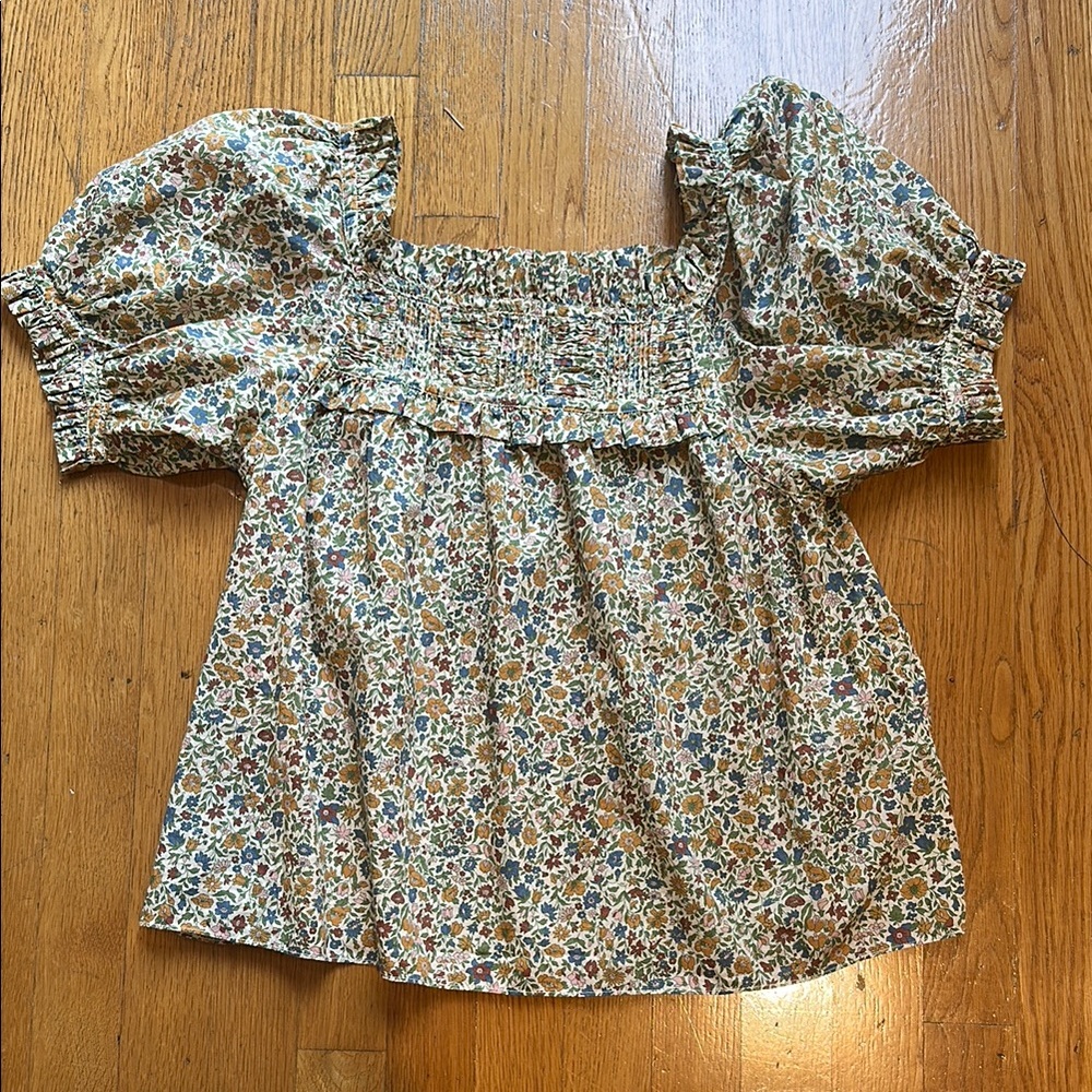 Doen x Liberty London - Cream Smocked Ruffled Blouse